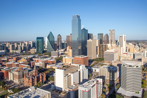 scenic skyline in late afternoon in Dallas, Texas, USA