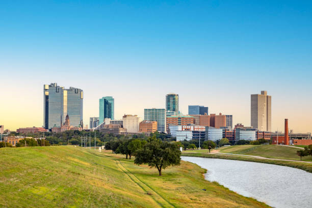 istock skyline of Fort worth seen from the river Trinity park, Texas 1819267351