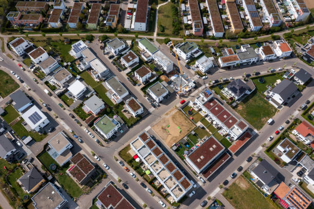 istock Residential neighborhood, top down view 1819272720