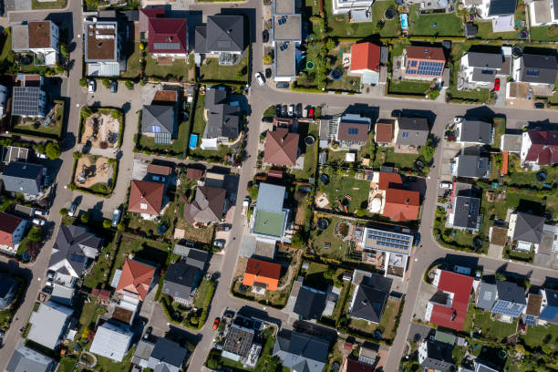 istock Residential neighborhood, top down view 1819275332