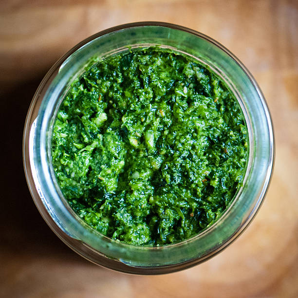 istock Basil pesto in a glass jar 181928335