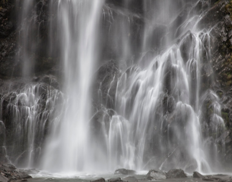 Close up image of bridal veil waterfall in Valdez, Alaska