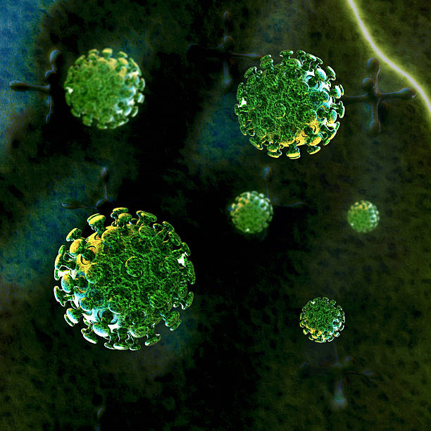 Magnified 3D illustration of coronavirus stock photo