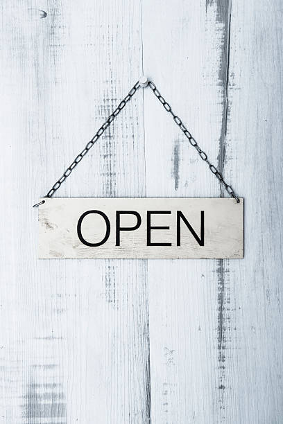 istock Open sign on wooden board 181929020