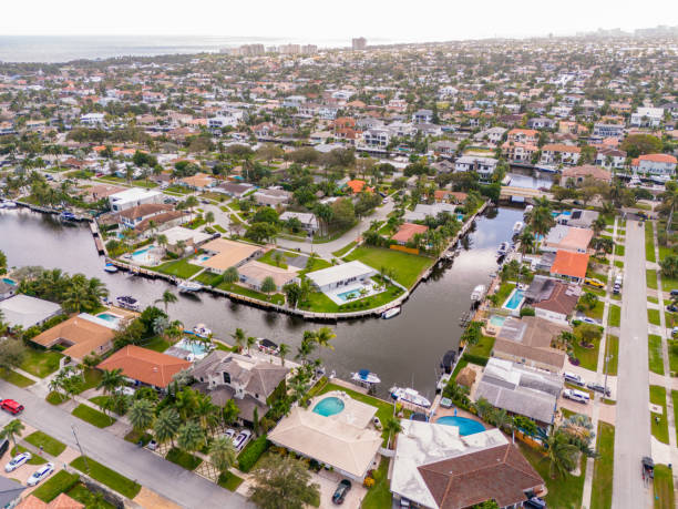 istock Lighthouse Point FL USA homes with canal to ocean access 1819298526