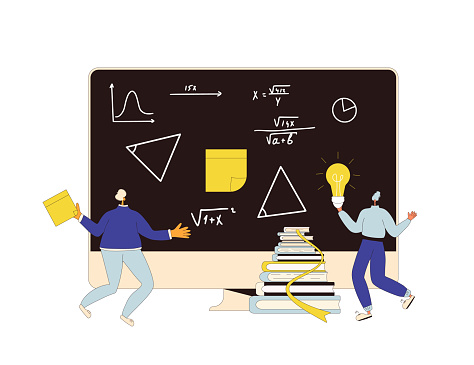 Study with me. Study buddy. Education together. Vector illustration.