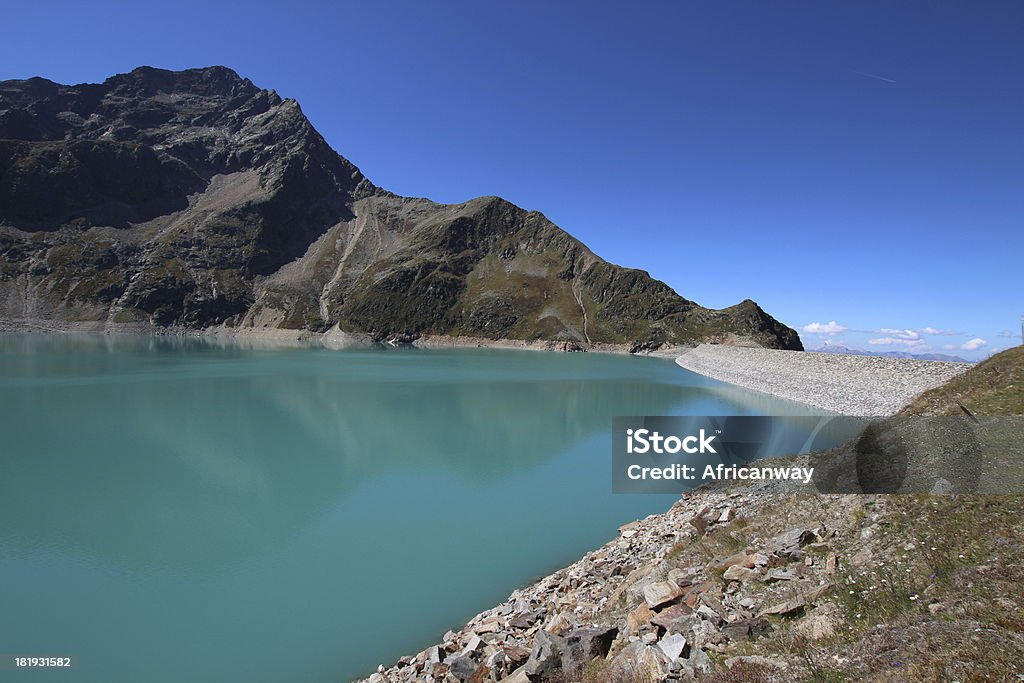 Panorama Ski Dam Lake Speicher Finstertal, Kühtai, Tirol, Österreich - Lizenzfrei Abgeschiedenheit Stock-Foto
