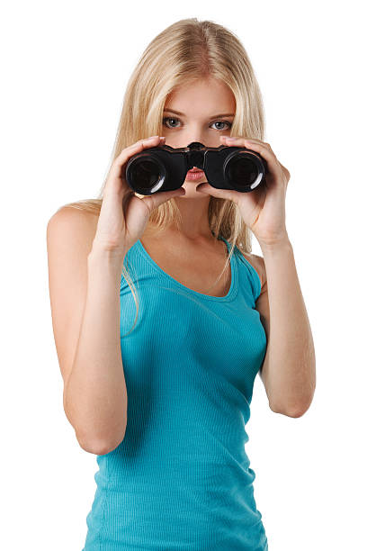 istock Female with binoculars looking at you 181931894