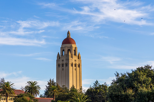 Palo Alto, California - November 10, 2023: Beautiful Architecture of Stanford University in Palo Alto, California