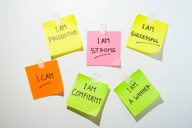 istock Motivational words for personal development, I am strong, inspirational handwriting on sticky notes 1819343082