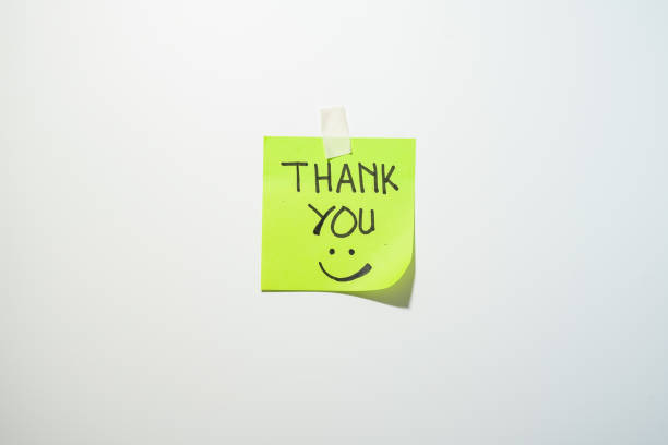 Motivational words for personal development, thank you, inspirational handwriting on sticky notes