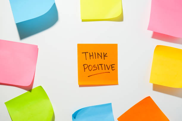 istock Motivational words for personal development, think positive, inspirational handwriting on sticky notes 1819344120