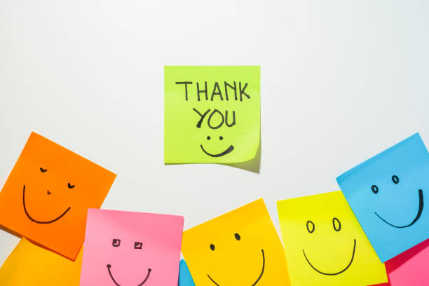 istock Motivational words for personal development, thank you, inspirational handwriting on sticky notes 1819344662