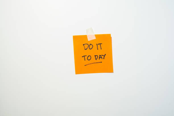 Motivational words for personal development, do it to day, inspirational handwriting on sticky notes