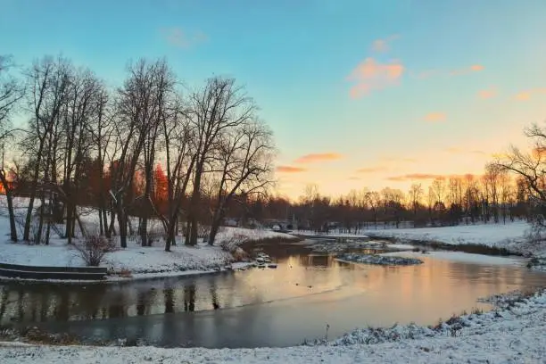 Photo of Sunset in a winter park