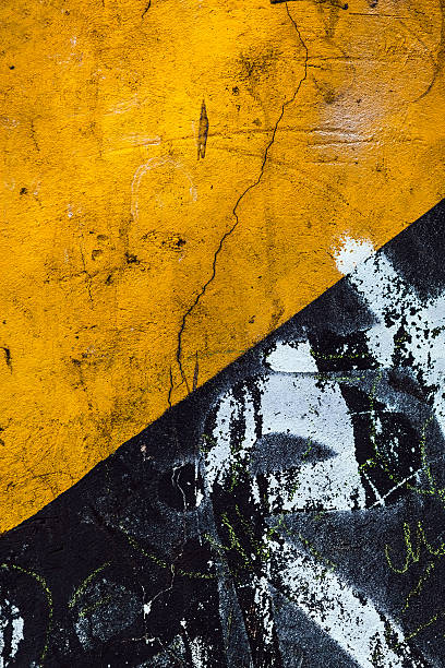 Concrete Wall Painted Black and Yellow