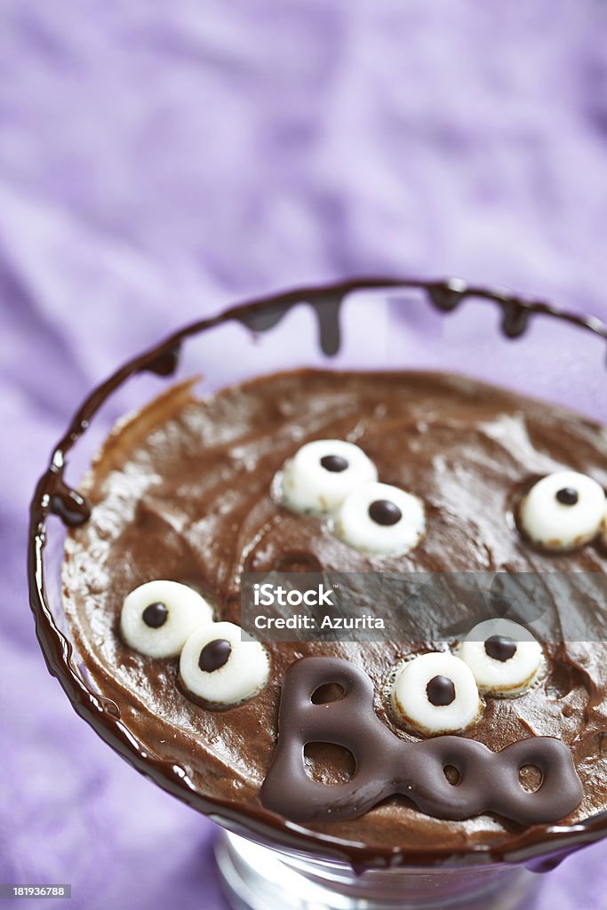 Chocolate pudding with marshmallow for Halloween Animal Body Part Stock Photo