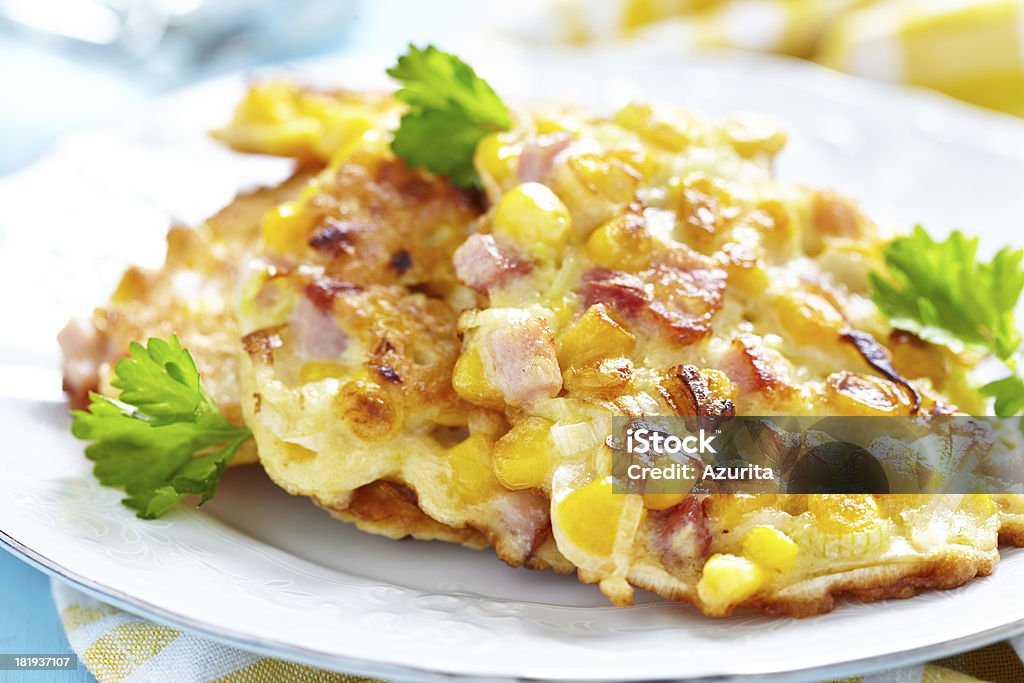 Vegetable Fritters with Ham Corn Stock Photo