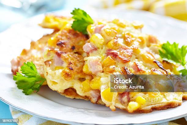Vegetable Fritters With Ham Stock Photo - Download Image Now - Corn, Fritter, Ham