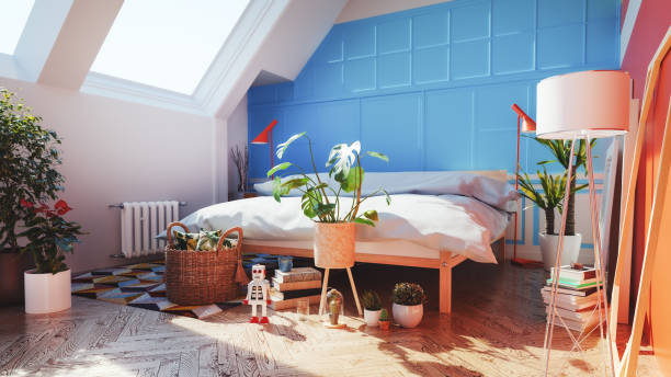 istock Colourful loft apartment bedroom 1819372393