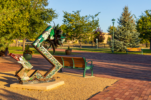 Santa Fe, New Mexico - October 6, 2023: Beautiful Oshara Village Park in Santa Fe, New Mexico