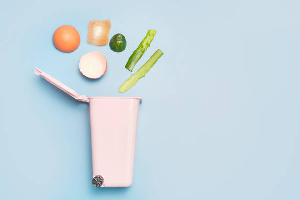 istock A organic waste and trash bin on blue background, the concept of garbage sorting. 1819393198