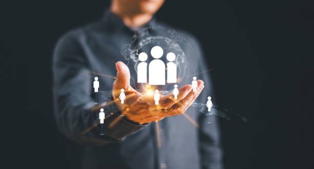 istock Businessman show global network client service. Customer Relationship Management CRM. Data partner solution development concept. Cloud network technology. Social digital marketing business strategy 1819393737