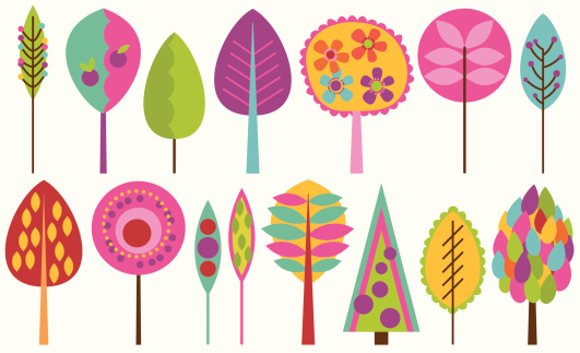 Funky Tree Templete Vector Collection Of Funky Retro Stylized Trees Stock Illustration ...