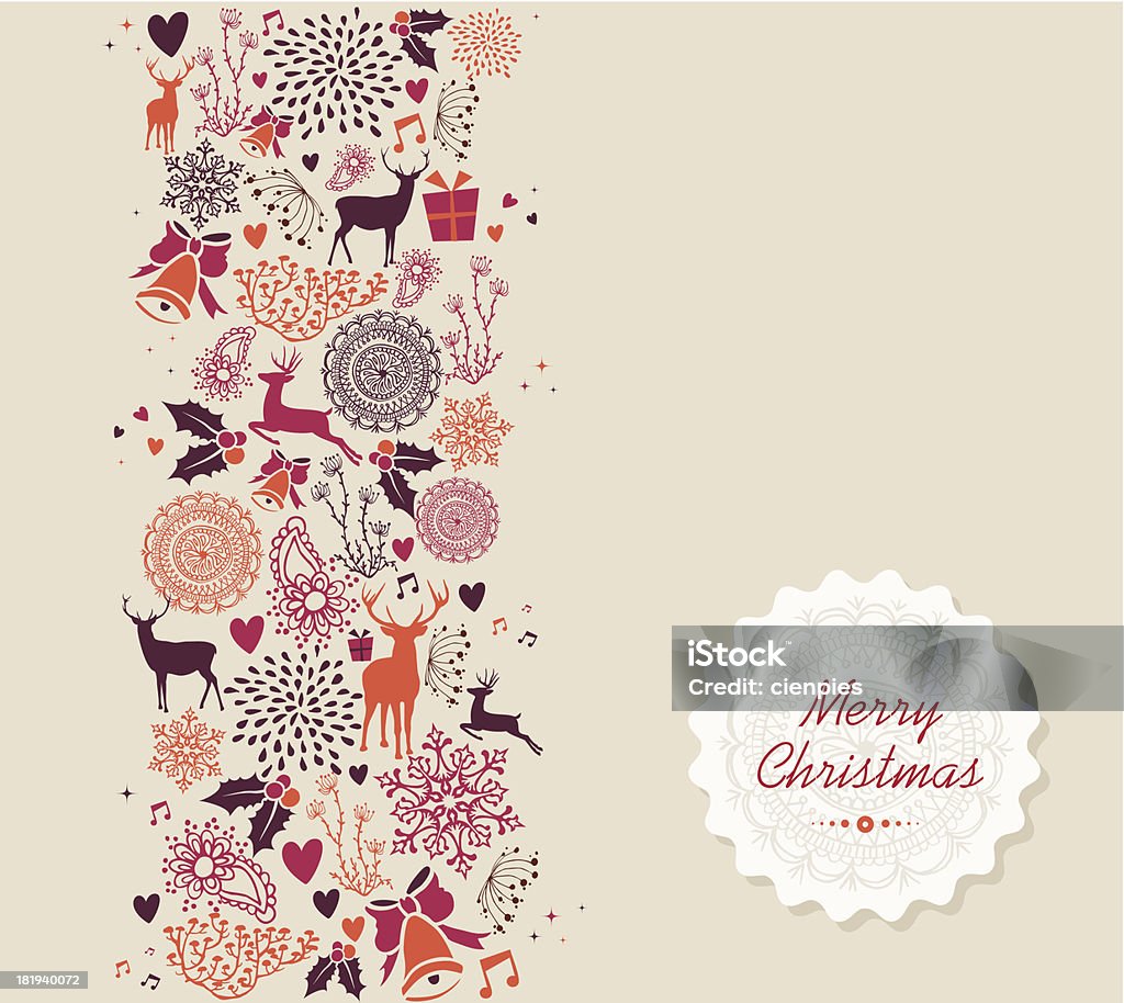 Merry Christmas elements seamless pattern composition. EPS10 file. Vintage Merry Christmas text, reindeer and circle elements seamless pattern background. EPS10 vector file organized in layers for easy editing.. Abstract stock vector