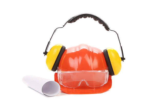 istock hard hat, goggles and ear muffs isolated 181942282