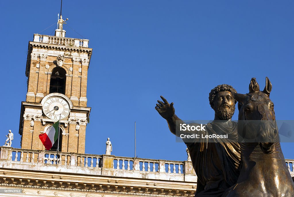 Su architettura-Imperatore Marco Aurelio collina Capitolini Roma, Italia - Foto stock royalty-free di Ambientazione esterna