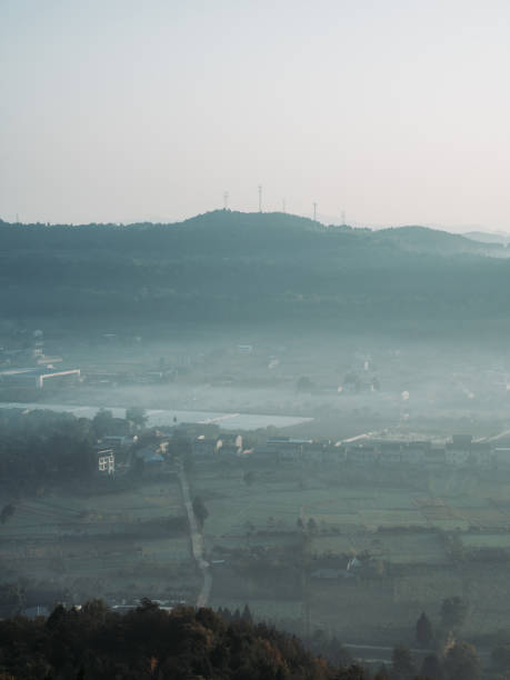 misty morning in the conutryside - conutryside imagens e fotografias de stock