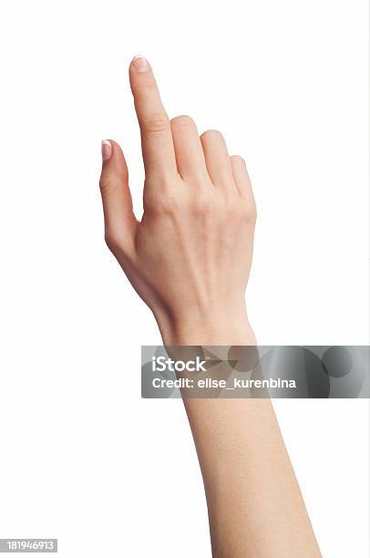 A Hand Touching A Virtual Blank Screen Stockfoto en meer beelden van Aanraken - Aanraken, Uitsnede, Volwassen vrouwen