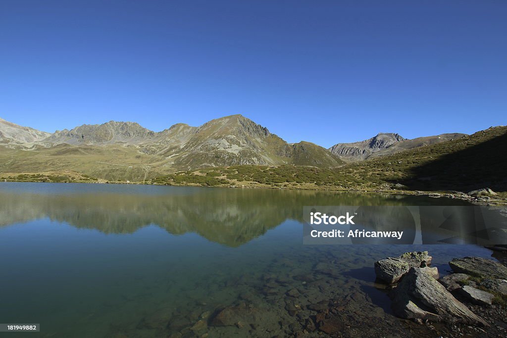 Panorama Ski Mountain Lake Hirschebensee, Kühtai, Tirol, Österreich - Lizenzfrei Abgeschiedenheit Stock-Foto