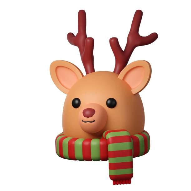 istock 3d Christmas reindeer icon. minimal decorative festive conical shape tree. New Year's holiday decor. 3d design element In cartoon style. Icon isolated on white background. 3d illustration 1819522441
