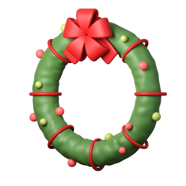 istock 3d Christmas wreath icon. minimal decorative festive conical shape tree. New Year's holiday decor. 3d design element In cartoon style. Icon isolated on white background. 3d illustration 1819525548
