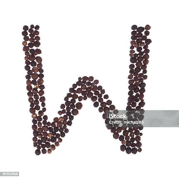 Letter W Made Of Pepper Stock Photo - Download Image Now - Alphabet, Aromatherapy, Brown