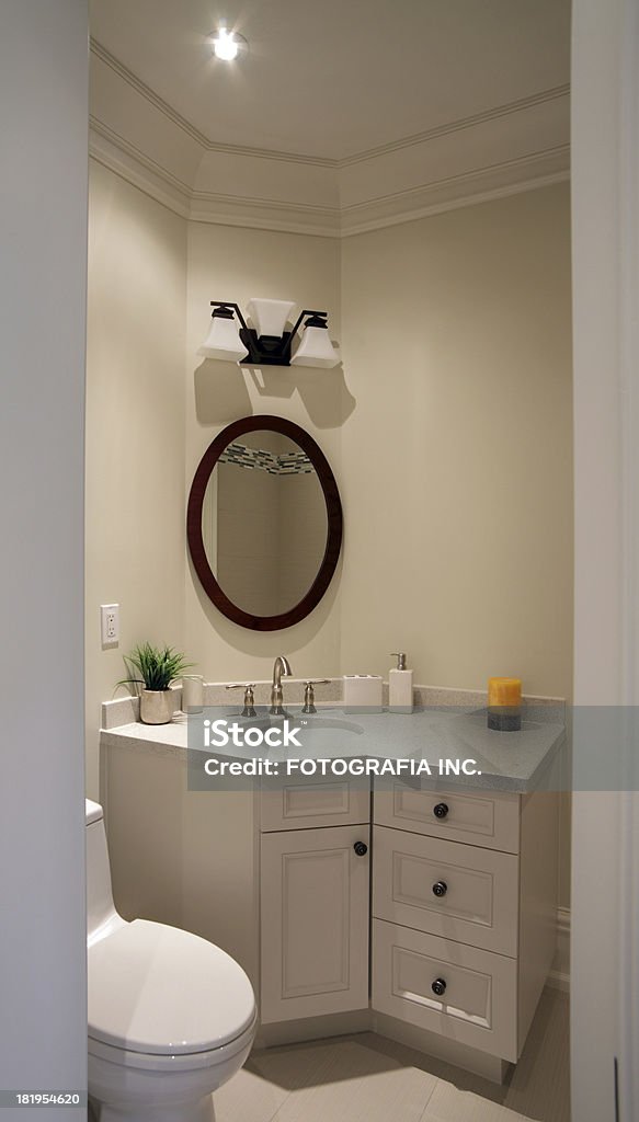 Modern Bathroom Modern Bathroom inside brand new North American residence. Powder Room Stock Photo