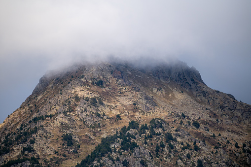 Mountain with fog in the Pyrenees in Andorra. in Canillo, Canillo, Andorra