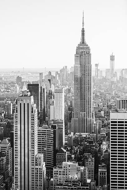 Black and White Manhattan Empire State Building NYC "Balck and White view over the amazing skyscrapers of Manhattan, New York City with Empire State Building. New York City, USA." empire state building photos stock pictures, royalty-free photos & images