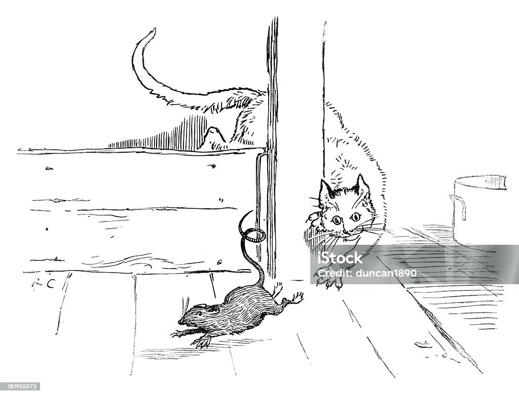 Katze, die Ermordeten der Rat - Lizenzfrei Hauskatze Stock-Illustration