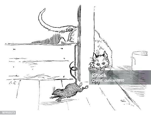 Vetores de Gato Que Matou O Rato e mais imagens de Gato doméstico - Gato doméstico, Camundongo, Animal
