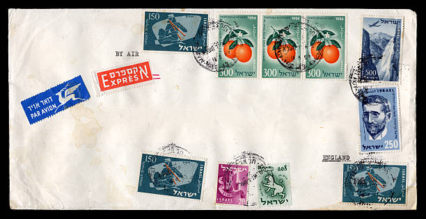 istock Airmail envelope from Israel to England, 1963 181955800