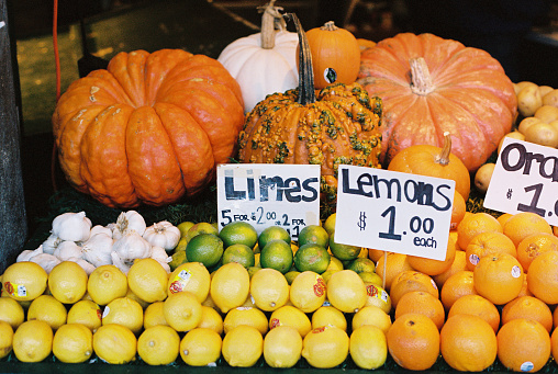 Fall market at Pikes Place Seattle in Seattle, Washington, United States