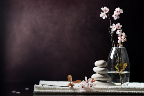 Black and white zen spa flower background