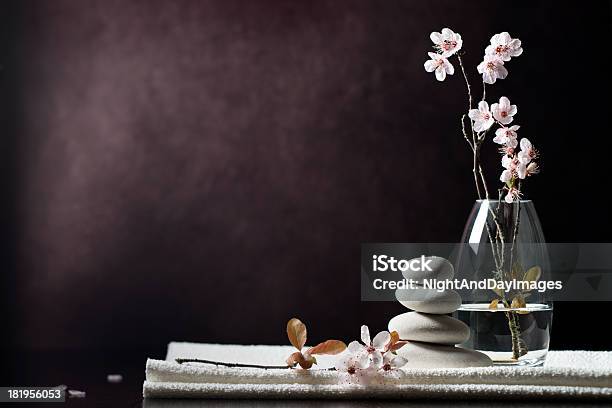 Black And White Zen Spa Flower Background Stock Photo - Download Image Now - Backgrounds, Massaging, Luxury