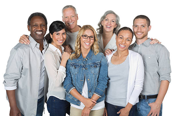 istock Diverse group of casually dressed people, isolated on white background 181956341