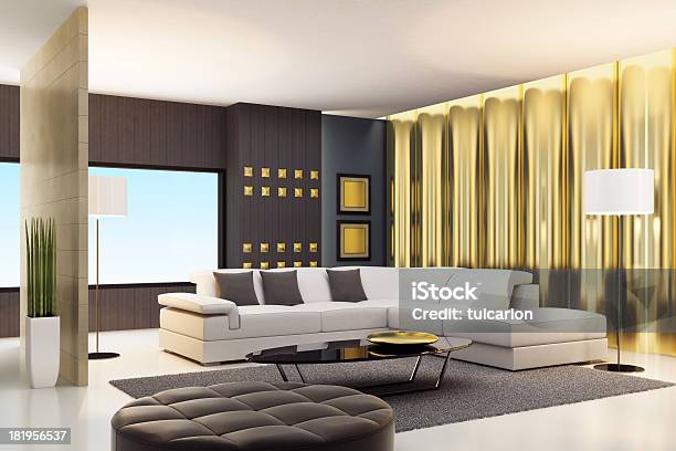 Modern Penthouse Gold Interior Stock Photo - Download Image Now ...