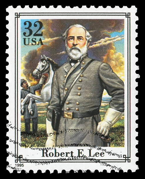 Robert E. Lee "US postage stamp: Robert Edward Lee (1807aa1870), American career military officer who is best known as the commander of the Confederate Army of Northern Virginia in the American Civil War." the general lee stock pictures, royalty-free photos & images