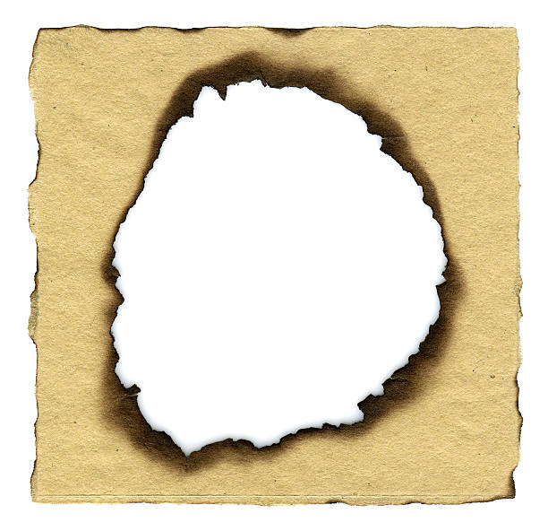 Burned paper hole textured background Burned paper hole textured background isolated on white at the edge of burnt frame grunge stock pictures, royalty-free photos & images